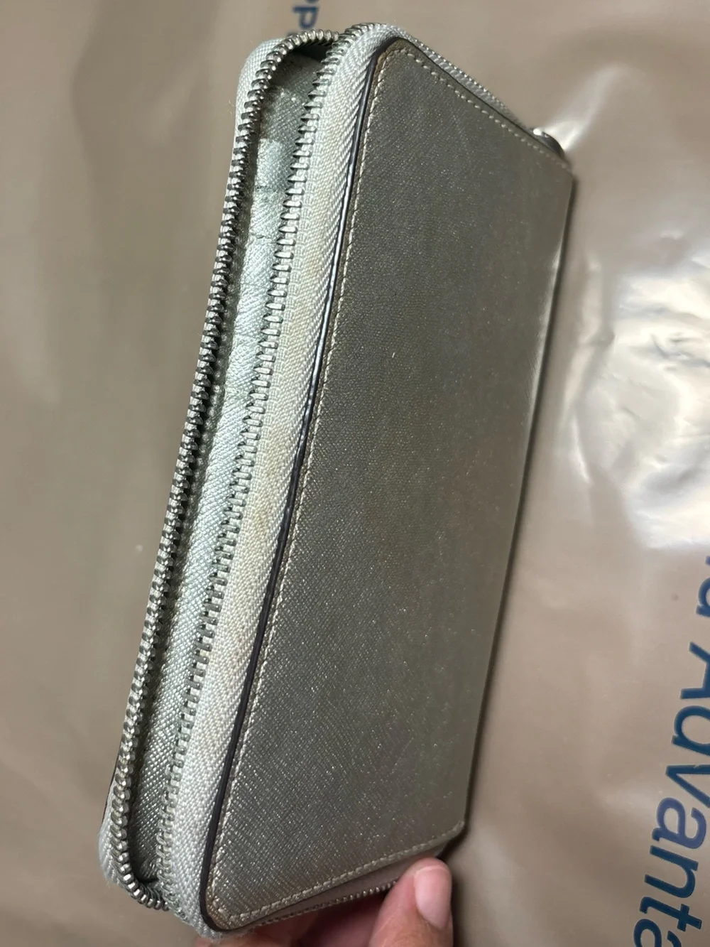 Michael Kors Silver Metallic Zip Around Wallet